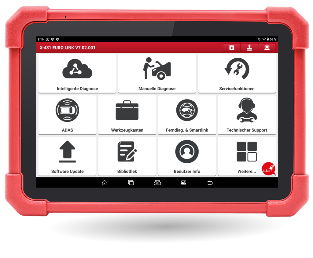 Le X-431 EURO TAB LINK, équipé d'un écran 10.1 HD, est la dernière solution de diagnostic automobile de LAUNCH et, avec son matériel et son logiciel puissants spécialement adaptés au marché européen, il offre une solution complète et optimale pour tous les ateliers automobiles. Grâce à ses nombreuses fonctions de diagnostic, telles que la lecture et l'effacement des codes d'erreur, la lecture des paramètres, les tests d'actionnement, le codage, un total de 30 fonctions de service pratiques et plus encore, elle couvre toutes les exigences de diagnostic locales. Équipé d'un puissant processeur quadricœur de 2,0 GHz, d'une batterie de 6300 mAh, d'une mémoire interne de 128 Go et basé sur un système Android 10.0 ouvert, il offre les meilleures performances pour votre atelier.
