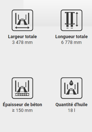 Spécifiques techniques pont élévateurs 4 colonnes Launch France
